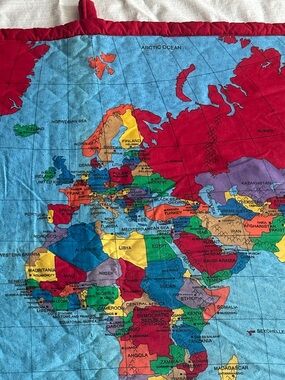 Colorful World Quilted Wall Map with Bright Country Graphics